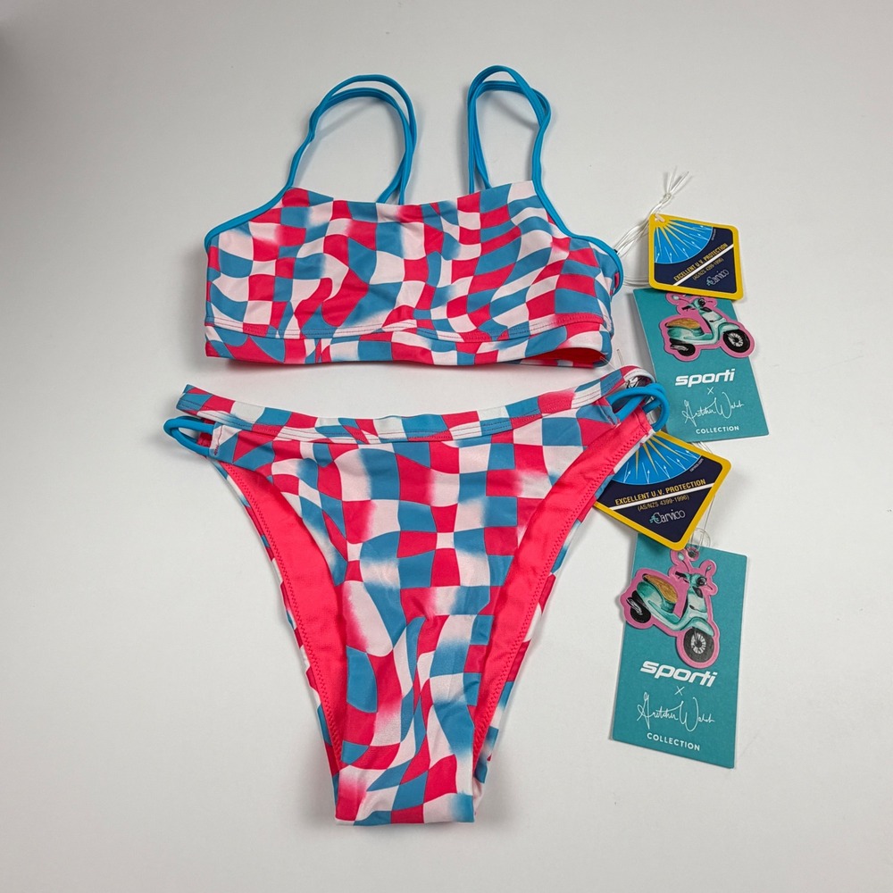 Sporti x Gretchen Walsh Bikini Set Womens S Liquified Checks Training NWT